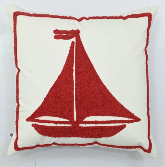 Sailor Theme Ship Motif Cushion Cover 16 x 16