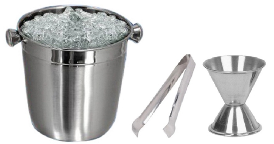 DYNAMIC STORE Dynore Stainless Steel Set of 3 Indica bucket set - Bucket, PM, Tong