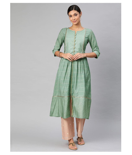 Alena Green Chanderi Straight Kurti - M