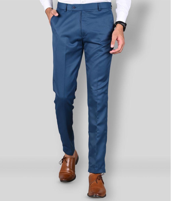 MANCREW - Blue Polycotton Slim - Fit Men's Formal Pants ( Pack of 1 ) - None