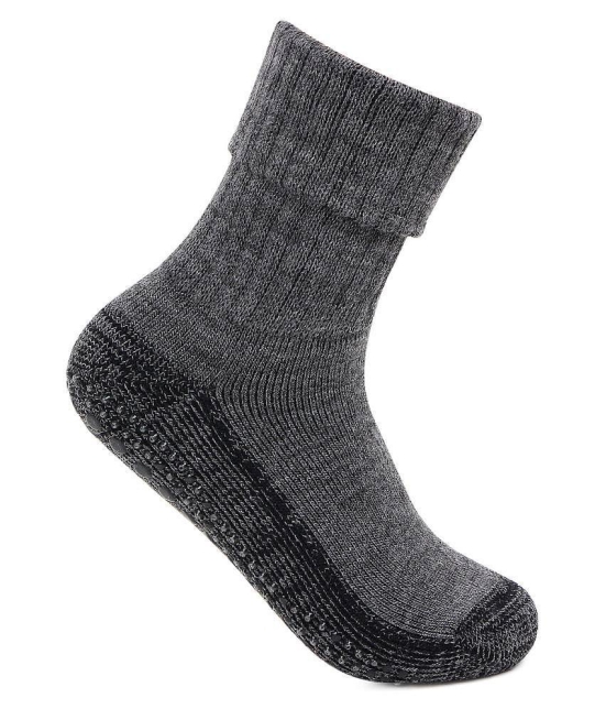 Bonjour - Grey Melange Woollen Womens Ankle Length Socks ( Pack of 1 ) - None