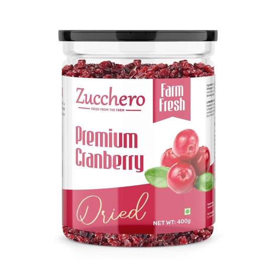 Zucchero Premium Dried Cranberry, 400 gm | Sweet & Tangy | 99% Fat Free | Antioxidant Rich