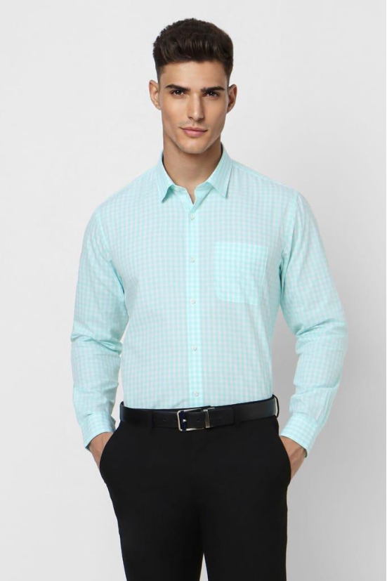 Men Blue Regular Fit Formal Full Sleeves Formal Shirt