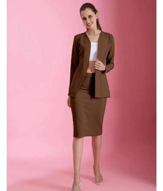 Selvia Brown Solid Skirt Top Set - None