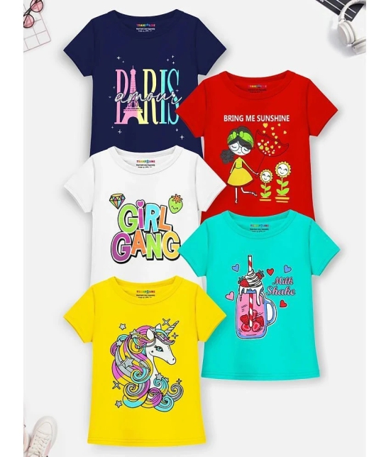 Trampoline Multi Cotton Girls T-Shirt ( Pack of 5 ) - None