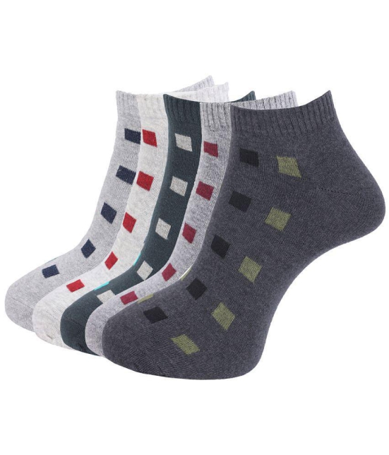 Dollar Socks - Cotton Mens Printed Multicolor Ankle Length Socks ( Pack of 5 ) - Multicolor