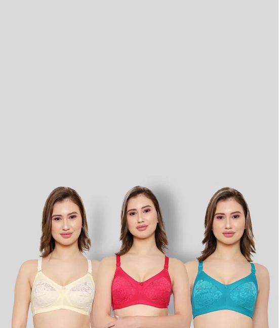 KYODO - Multicolor Cotton Blend Non Padded Womens Everyday Bra ( Pack of 3 ) - 30B