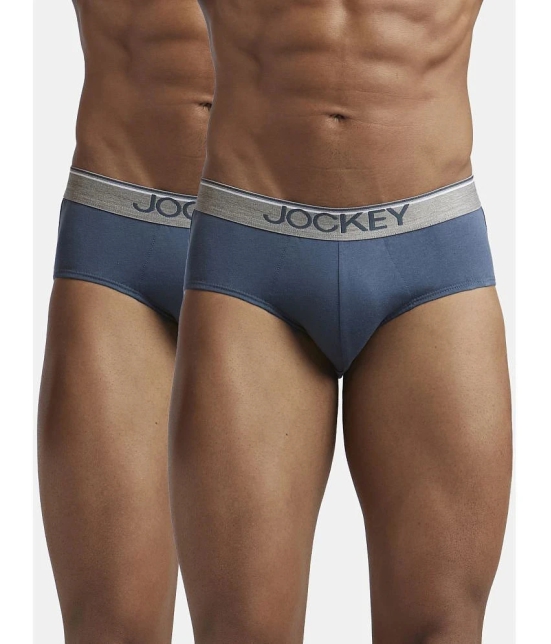 Jockey 8037 Men Super Combed Cotton Solid Brief with Ultrasoft Waistband - Deep Slate (Pack of 2) - None