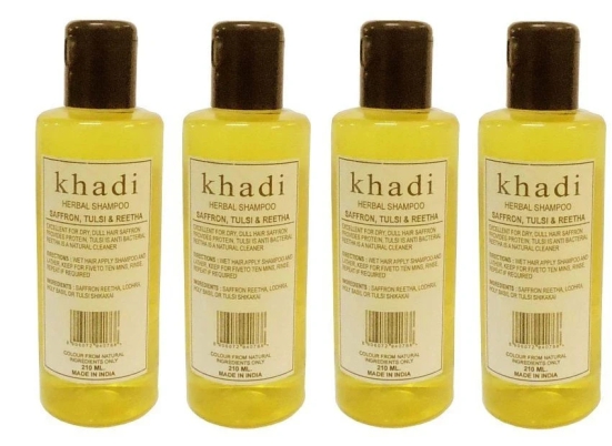 Khadi Herbal Saffron, Tulsi & Reetha Shampoo 210 ml Pack of 4