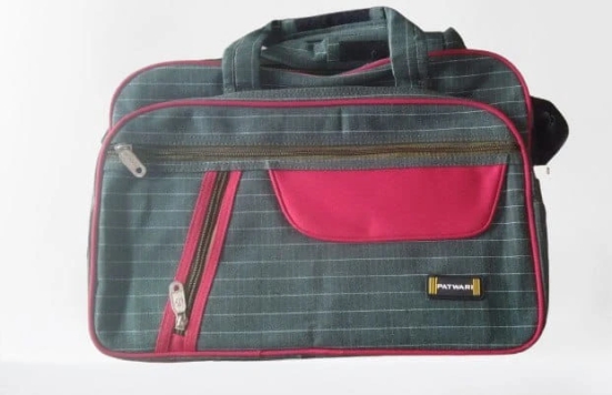 PRUDHVI  BAGS -  Unisex Green and Red Striped OFFICE FILES Bag with Adjustable Shoulder Strap