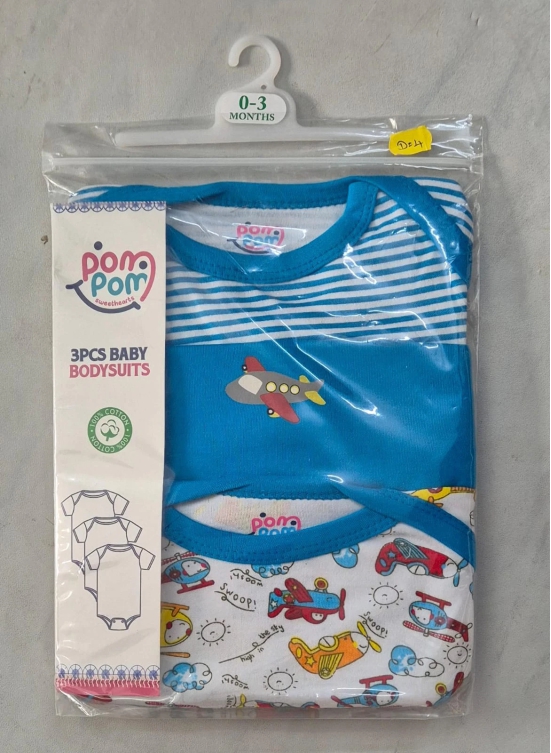 3PCS Baby BodySuits-3-6 M