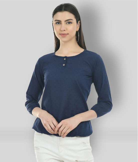 SAAKAA - Navy Cotton Women's Regular Top ( Pack of 1 ) - L