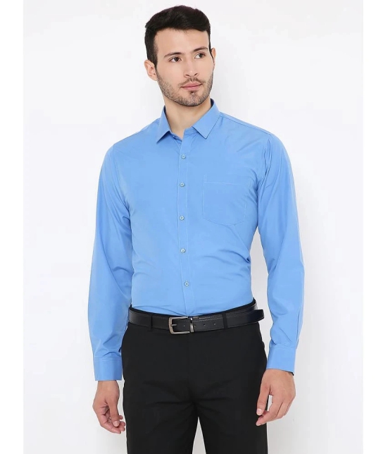 Maharaja - Blue Polyester Blend Slim Fit Mens Formal Shirt ( Pack of 1 ) - None