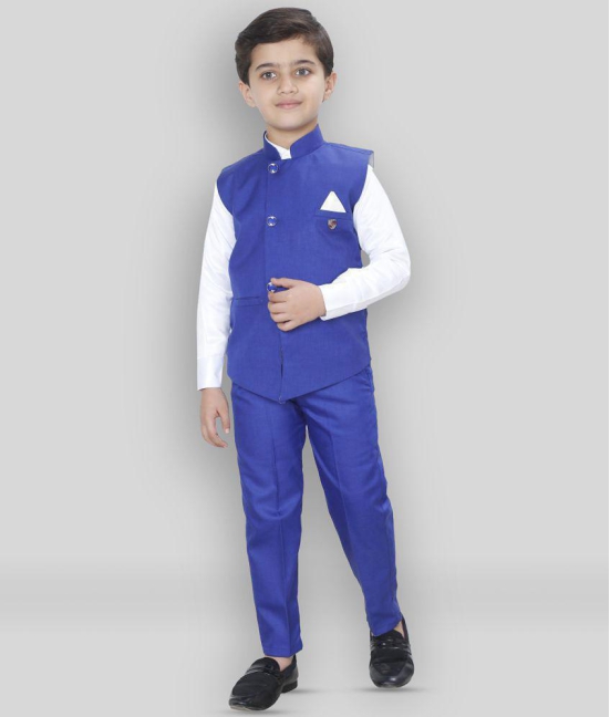 Fourfolds - Blue Cotton Blend Boys Shirt & Pants ( Pack of 1 ) - None