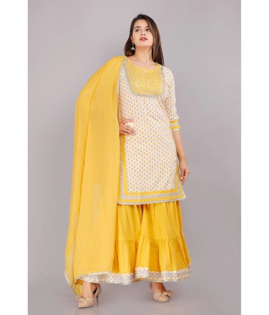 JC4U - Yellow Straight Cotton Womens Stitched Salwar Suit ( Pack of 1 ) - None