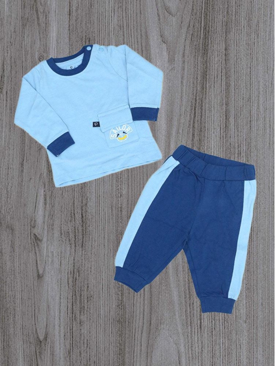 Boys premium T- shirt and pant set-Cotton / Airy  blue / 12