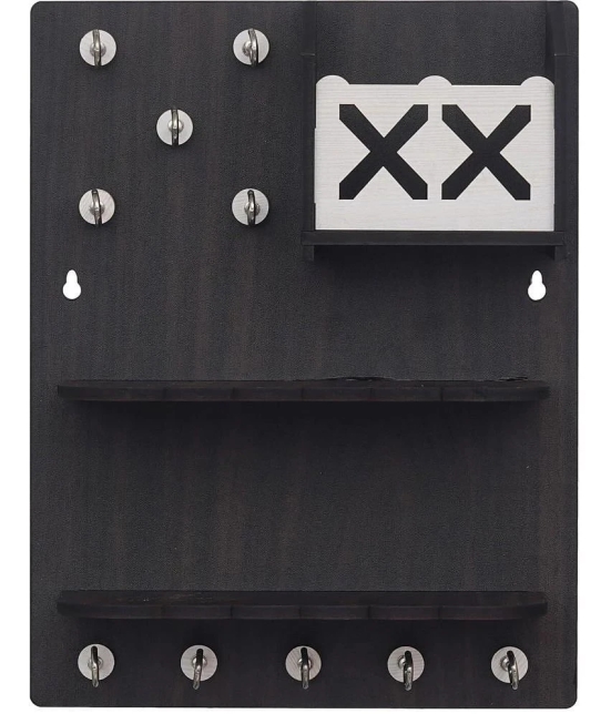 JaipurCrafts Black Wood Key Holder - Pack of 1