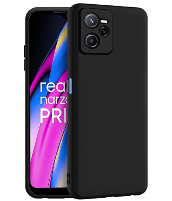 Case Vault Covers - Black Silicon Plain Cases Compatible For Realme Narzo 50A Prime ( Pack of 1 ) - Black