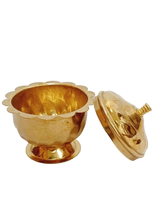 Golden Brass Bowl with Lid Set of 2