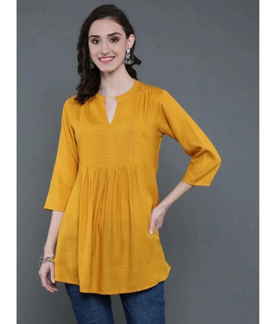 Antaran Rayon Self Design A-line Womens Kurti - Yellow ( Pack of 1 ) - None