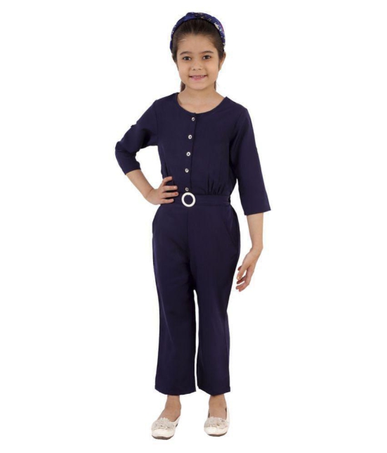 Kids Cave - Navy Blue Crepe Girls Jumpsuit ( Pack of 1 ) - None