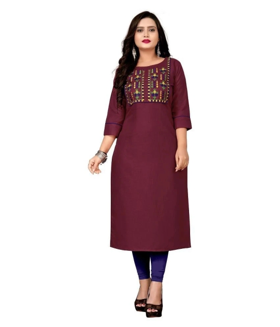 Lerkiza - Maroon Cotton Womens Straight Kurti ( Pack of 1 ) - XXL