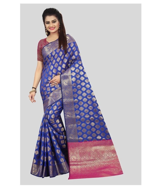 Gazal Fashions Blue Banarasi Silk Saree -