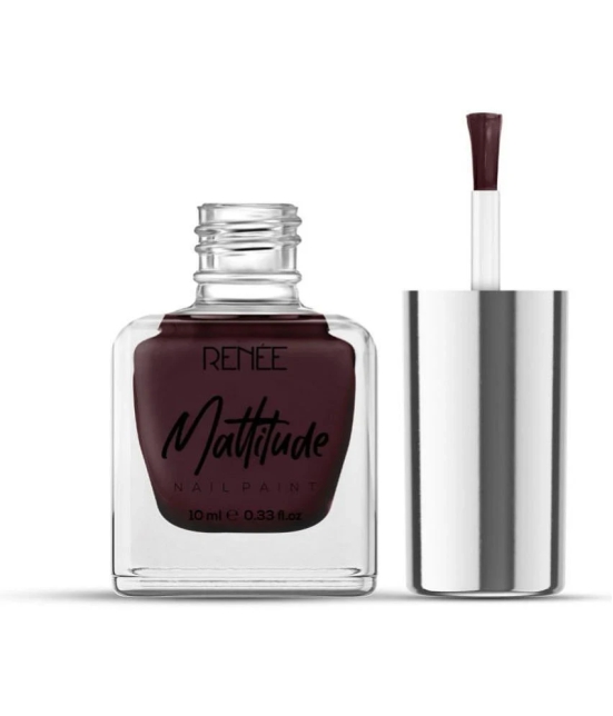 RENEE Mattitude Nail Paint - Mega Maroon, Quick Drying, Matte Finish, Long Lasting,10ml