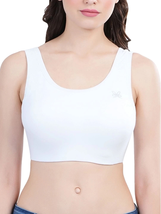 LacyLuxe Womens Seamless Non Padded Sports Bra-36B / White / Cotton Spandex Blend Single Jersey Knit