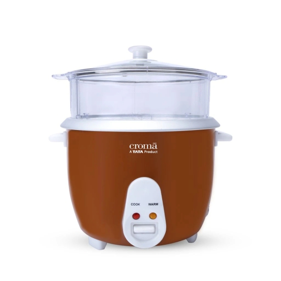 Croma 1.8 Litre Electric Rice Cooker & Steamer with Keep Warm Function (Brown)