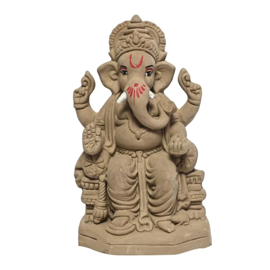 KSI ECO-Friendly Handcrafted Ganesh Clay Idol Mitti ka Ganesh Water Soluble Ganesha for Ganpati Visarjan Statue for Ganesh Chaturthi