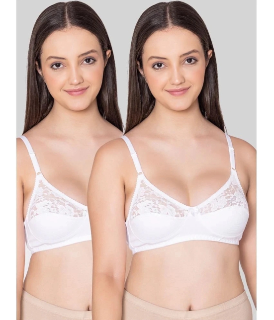 Bodycare White Cotton Blend Lightly Padded Womens Everyday Bra ( Pack of 2 ) - None