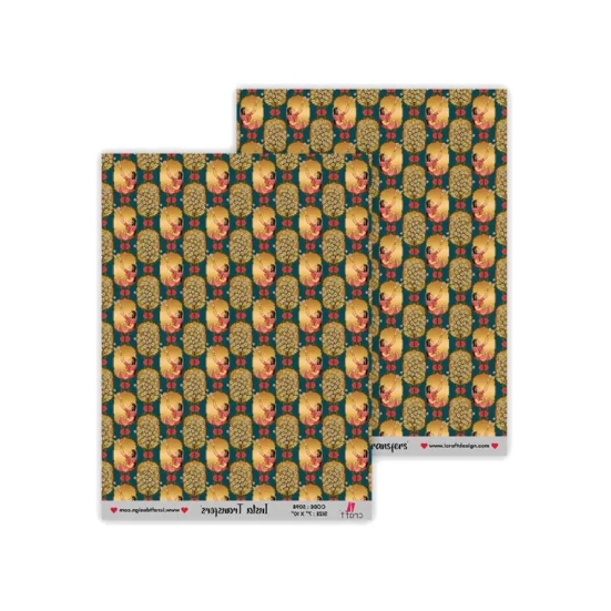 iCraft Insta Transfer Sheets Dark Green Background with Lady and Flowers - 7X10 - IT 5098