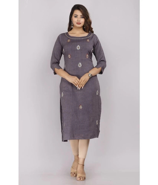 HIGHLIGHT FASHION EXPORT - Grey Rayon Flex Womens Straight Kurti ( Pack of 1 ) - None