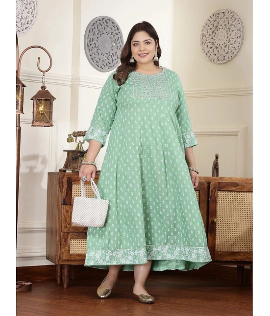 Little More By Stylum Rayon Printed Anarkali Womens Kurti - Lime Green ( Pack of 1 ) - None