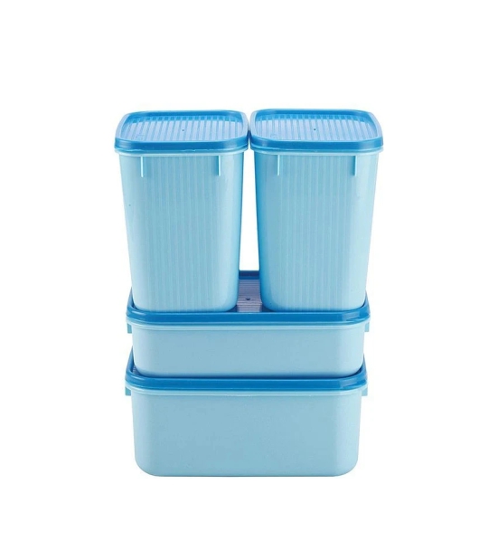 HOMETALES Plastic Multi-Purpose Food Container, 860ml X 1U, 1200ml X 1U, 1000ml X 2U, Light Blue, (4U) - Blue