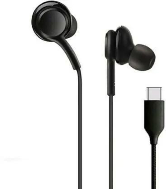 Hand free Bass Type c Wired Headset (Black, In the Ear)