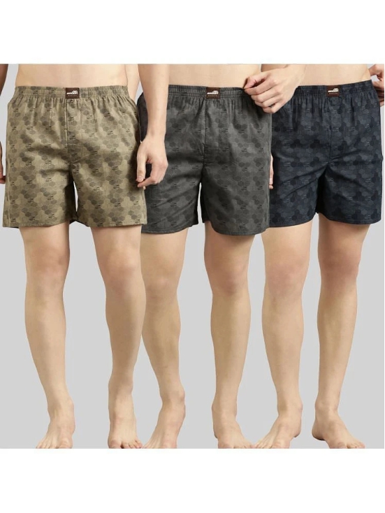 broon Pack of 3 Cotton Mens Boxer- ( Black,Brown,Grey ) Boxer Shorts - None