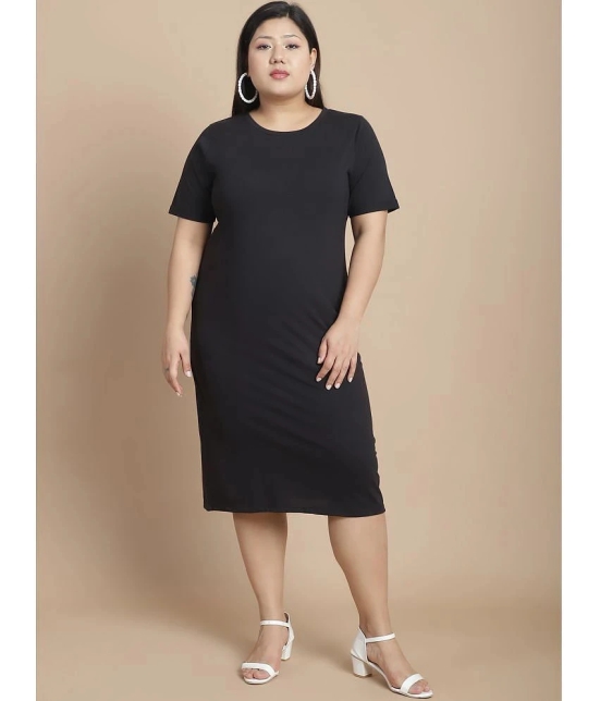 Rigo Cotton Solid Midi Womens Bodycon Dress - Black ( Pack of 1 ) - None