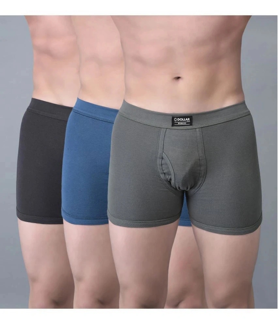 Pack of 3 Dollar Bigboss Assorted Solid Cotton Blend Men Trunk - None