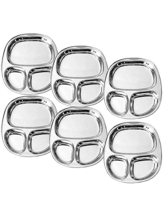 Dynore 6 Pcs Stainless Steel Silver Partition Plate - Silver