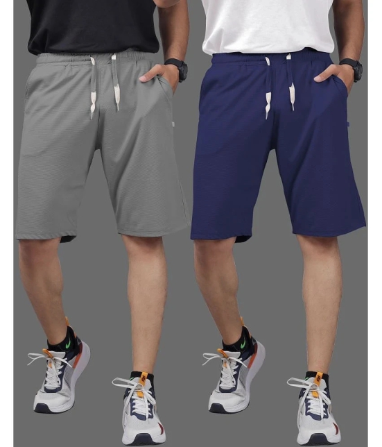 Septem Blue Cotton Blend Mens Shorts ( Pack of 2 ) - None