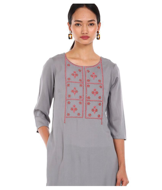 Karigari - Grey Cotton Women's Straight Kurti ( Pack of 1 ) - S