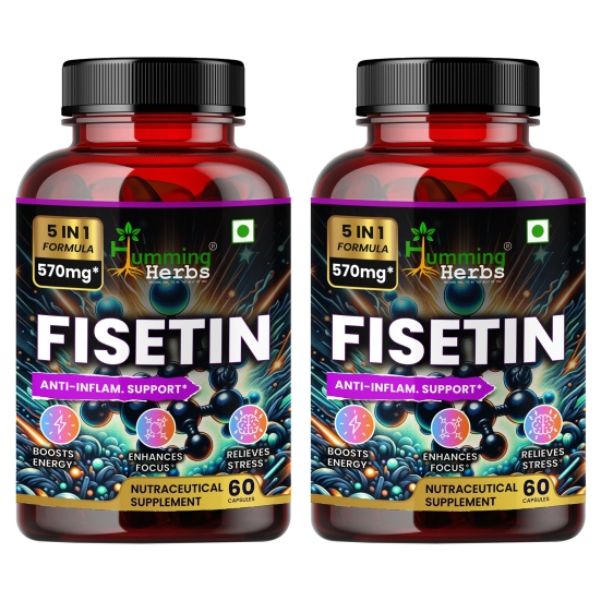 Humming Herbs Fisetin 570mg Advanced Formula - Anti-Inflammatory & Antioxidant Support Supplement with EGCG, Curcuminoids, N-Acetyl Cysteine, Astaxanthin - Energy Boost & Focus - Pack of 2