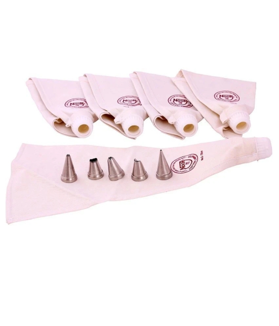 Noor Cake Decoration Icing Bags (35 Cm) With S2 Nozzles - Set Of 10 Pcs