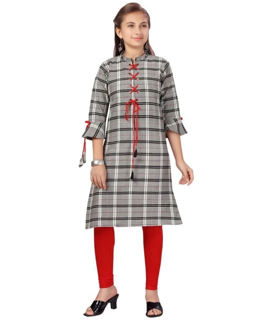 Aarika Light Grey Cotton Girls Kurti Legging Set ( Pack of 1 ) - None