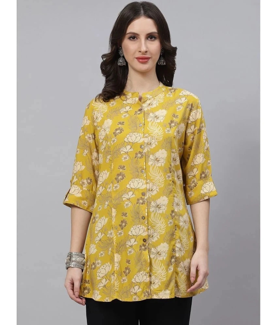 Divena - Mustard Rayon Womens Ethnic A-Line Top ( Pack of 1 ) - None