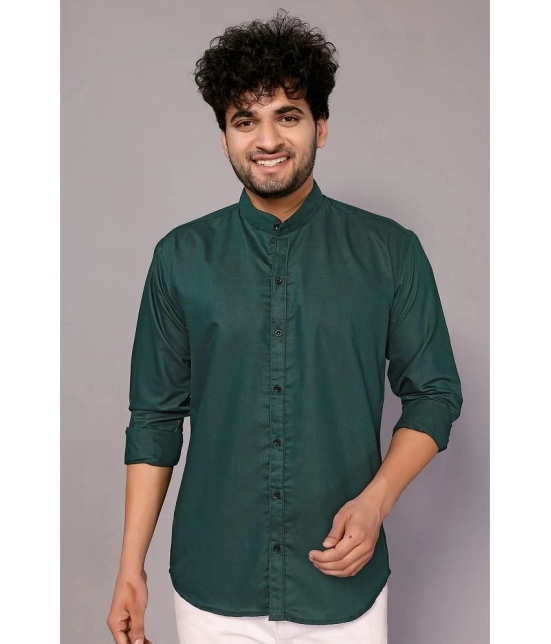 Anand Cotton Blend Regular Fit Solids Full Sleeves Mens Casual Shirt - Green ( Pack of 1 ) - None