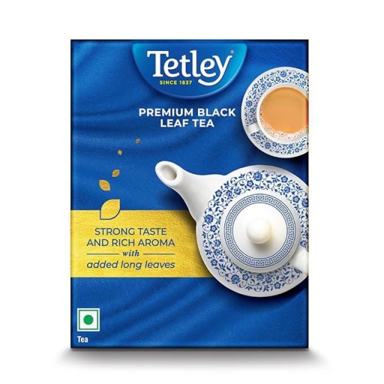 Tetley | Premium Black Leaf Tea | Rich Aroma & Strong Taste with Added Long Leaves | 500gm