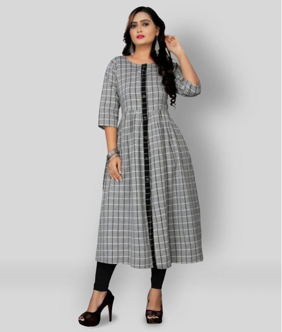 Rangrasiya - Grey Melange Cotton Women's Flared Kurti ( Pack of 1 ) - L